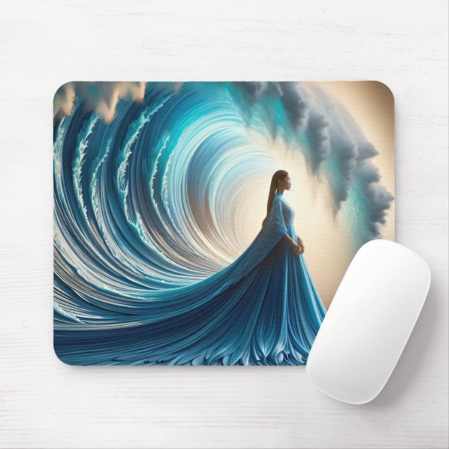 Asian Woman With Wave Gown Mouse Pad (With Mouse)