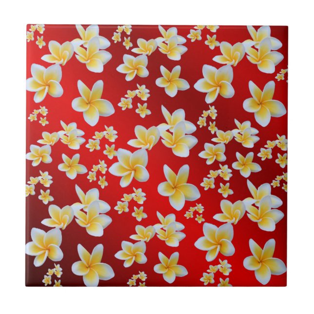 asian, yellow, white, bloom, bright, gold, floral ceramic tile (Front)