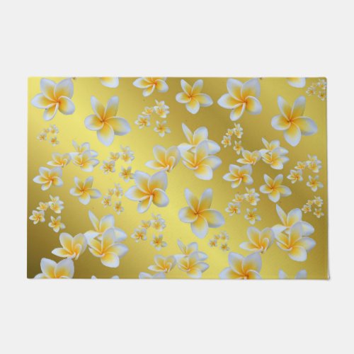 asian yellow white bloom bright gold floral doormat