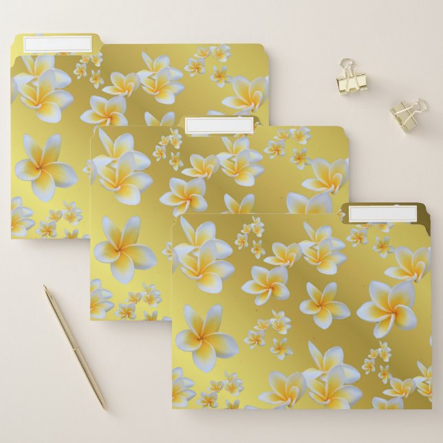 asian, yellow, white, bloom, bright, gold, floral file folder (Set)