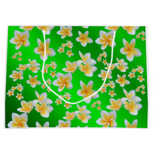 asian, yellow, white, bloom, bright, gold, floral large gift bag