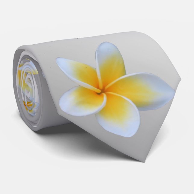 asian, yellow, white, bloom, bright, gold, floral neck tie (Rolled)