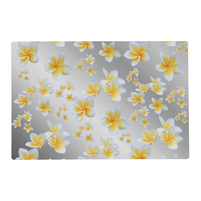asian, yellow, white, bloom, bright, gold, floral placemat (Front)