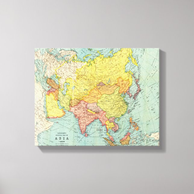 AsiaPanoramic MapAsia 10 Canvas Print (Front)