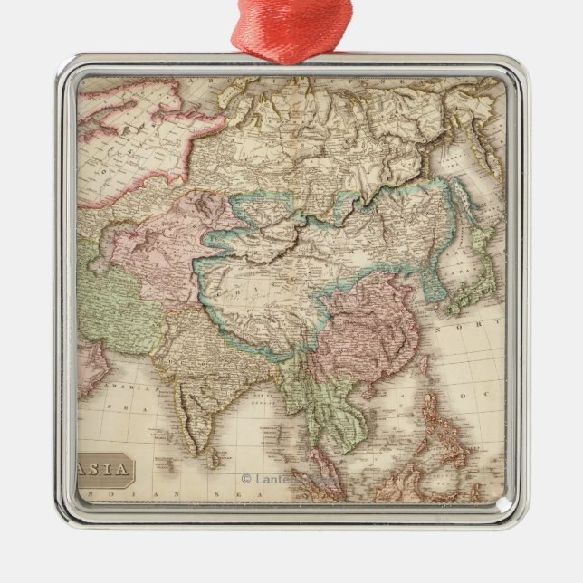 AsiaPanoramic MapAsia 12 Metal Ornament (Front)