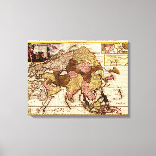 AsiaPanoramic MapAsia 4 Canvas Print