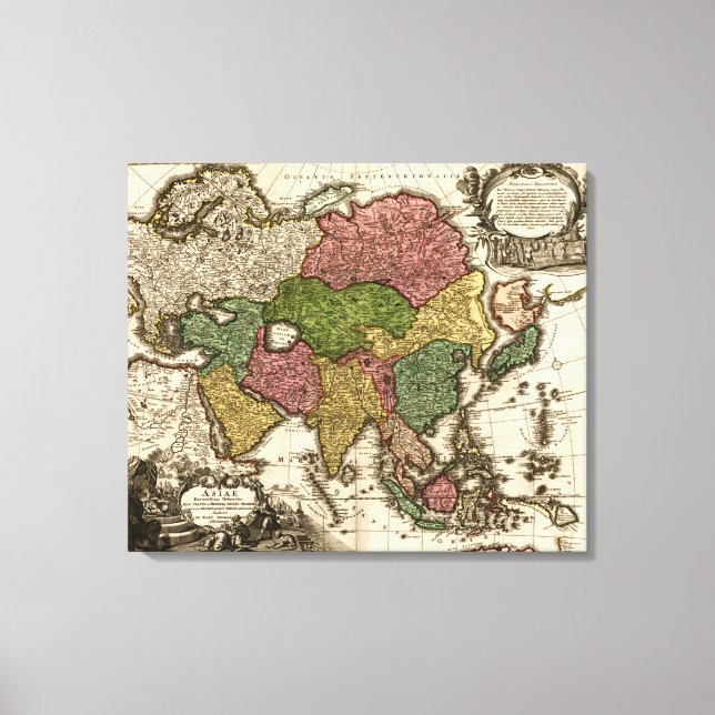 AsiaPanoramic MapAsia 6 Canvas Print (Front)