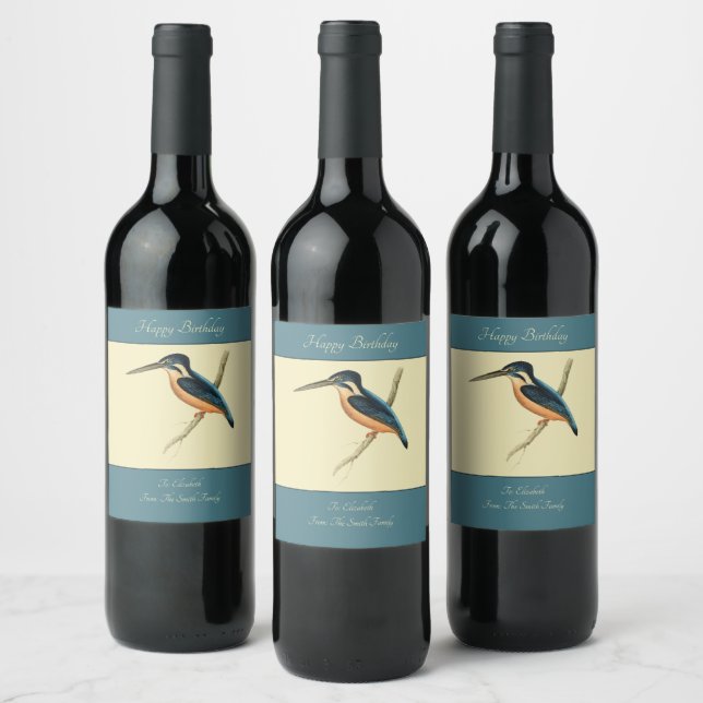Asiatic Kingfisher II Wine Label (Bottles)
