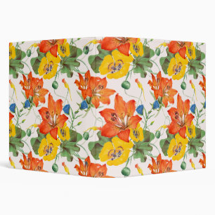 Asiatic lilies tulips morning glories pattern 3 ring binder
