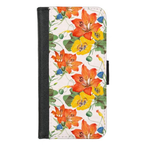 Asiatic lilies tulips morning glories pattern iPhone 87 wallet case