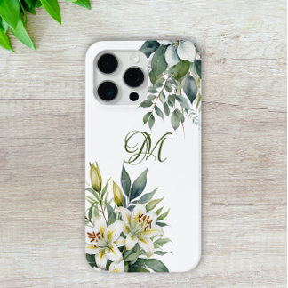 Asiatic Lily and Eucalyptus Floral Watercolor iPhone 15 Pro Max Case