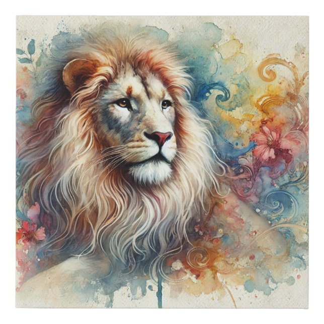 Asiatic Lion 060824AREF140 - Watercolor Faux Canvas Print (Front)
