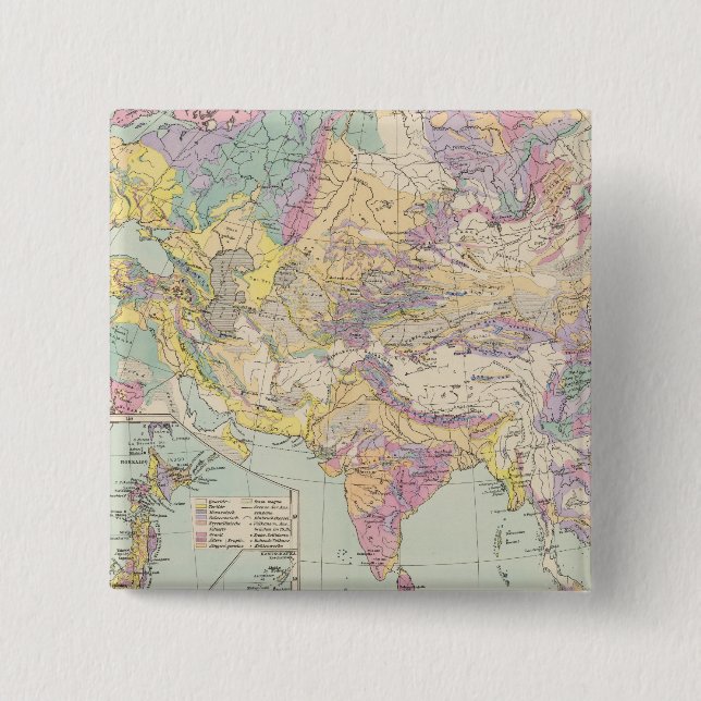 Asien u Europa - Atlas Map of Asia and Europe Pinback Button (Front)