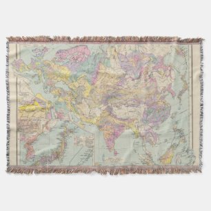 Asien u Europa - Atlas Map of Asia and Europe Throw Blanket