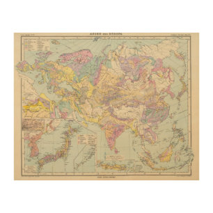 Asien u Europa - Atlas Map of Asia and Europe Wood Wall Decor