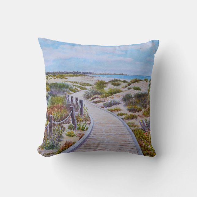 Asilomar Beach Pathway Throw Pillow (Front)