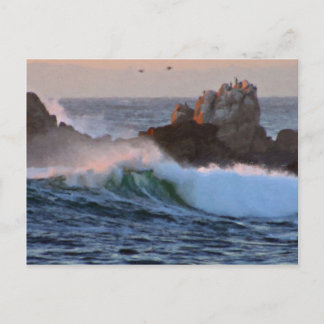 Asilomar Beach Wave Big Sur California Painted Postcard