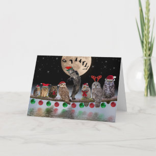 Asio dancing with owls on Christmas Eve Holiday Card