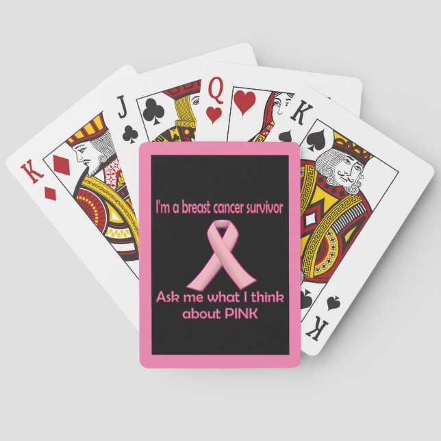 Ask a breast cancer survivor about pink! poker cards (Back)