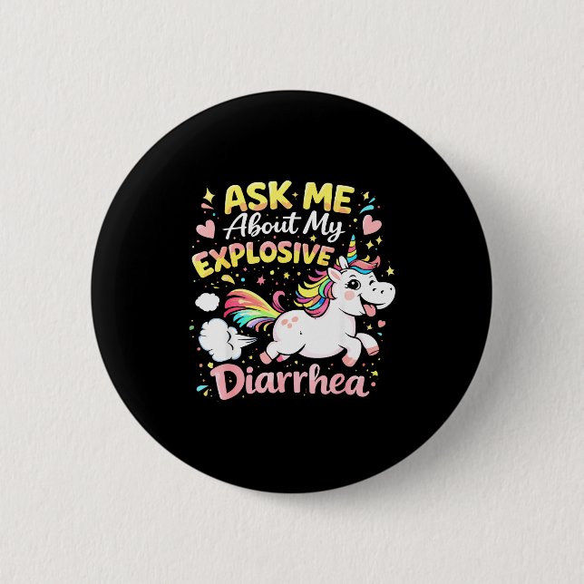 Ask about explosive diarrhea funny poop meme button (Front)