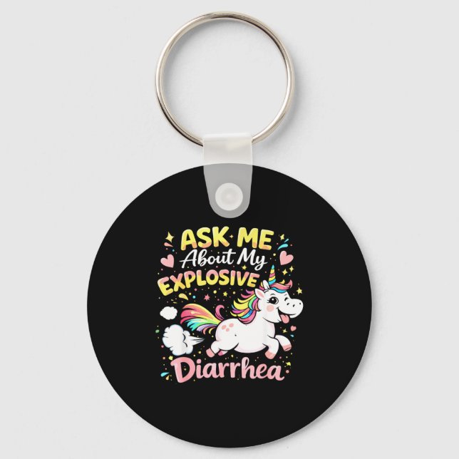Ask about explosive diarrhea funny poop meme keychain (Front)