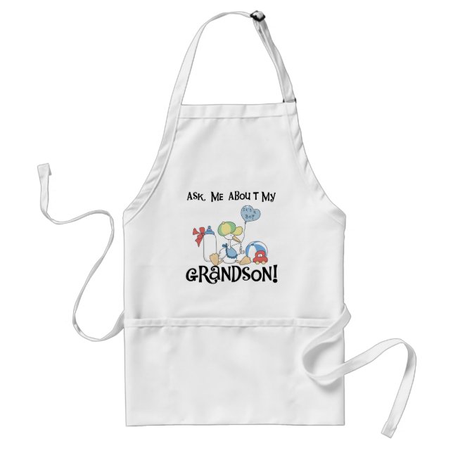 Ask About My Grandson Tshirts and Gifts Adult Apron (Front)