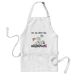 Ask About My Grandson Tshirts and Gifts Adult Apron