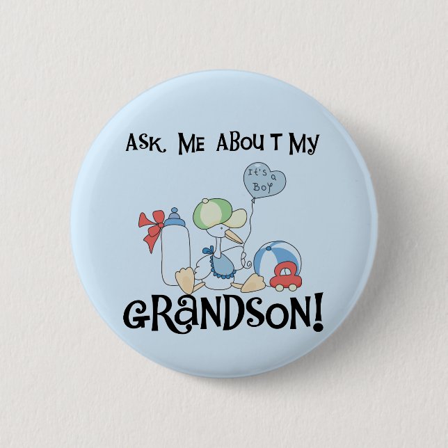 Ask About My Grandson Tshirts and Gifts Button (Front)