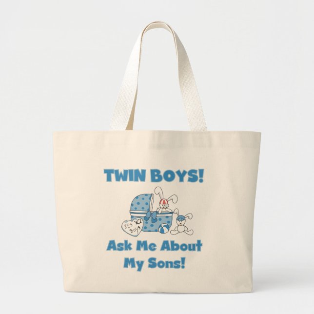 Ask About My Twin Sons Tshirts and Gifts Large Tote Bag (Front)