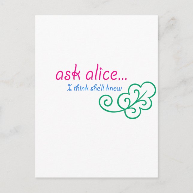 Ask Alice Postcard (Front)