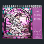 Ask, Believe, Receive Angel 2026 Calendar<br><div class="desc">This personalized 2026 calendar features stained glass window angels in a renaissance style. Ask,  believe and receive your answered prayer. On the back the name and photo of the recipient. To change the text and photo click on the personalize button. This design contains A.I.</div>