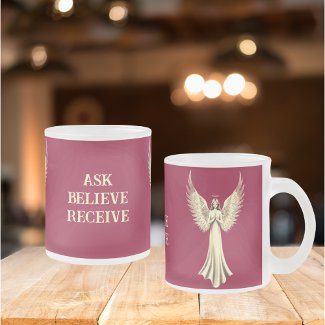 Ask, Believe, Receive  | Gold Angel Wings Red