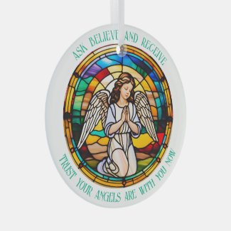 Ask, Believe, Receive | Rainbow Angel Stained 