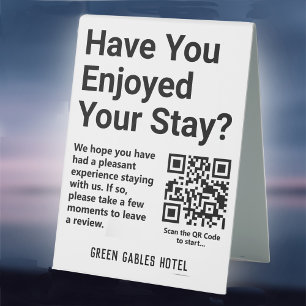 Ask Customers to Leave a Review QR Code Table Tent