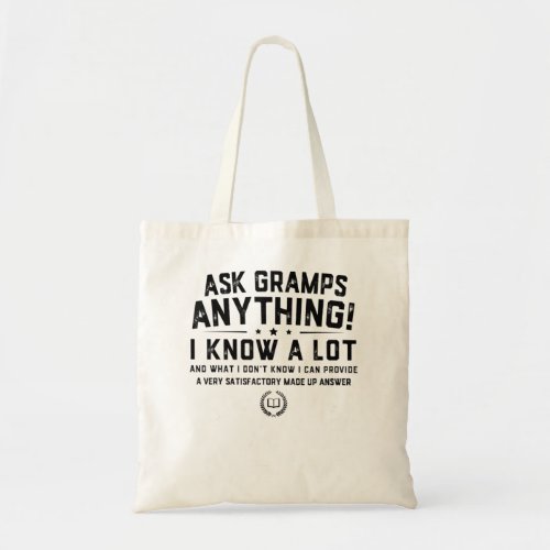 Ask Gramps Anyhing Funny Gramps Fahers Day Gif Gr Tote Bag