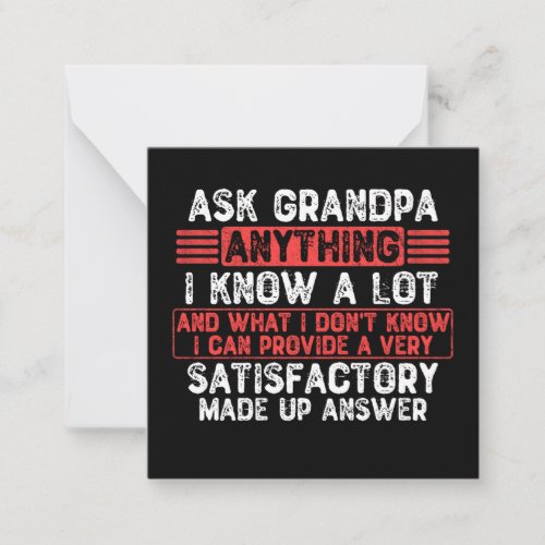 Ask Grandpa Anything I Know a Lot Note Card
