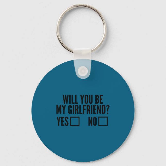 Ask Her Will You Be My Girlfriend Valentine's Day  Keychain (Front)