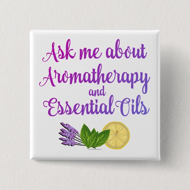 Ask me about Aromatherapy Essential Oils Business Button (Front)