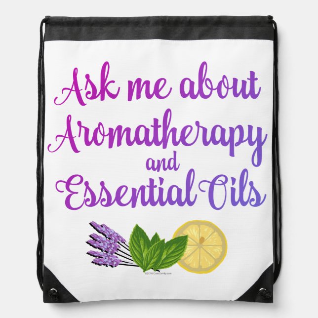 Ask me about Aromatherapy Essential Oils Business Drawstring Bag (Front)