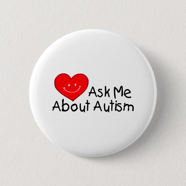 Ask Me About Autism (Heart) Button (Front)
