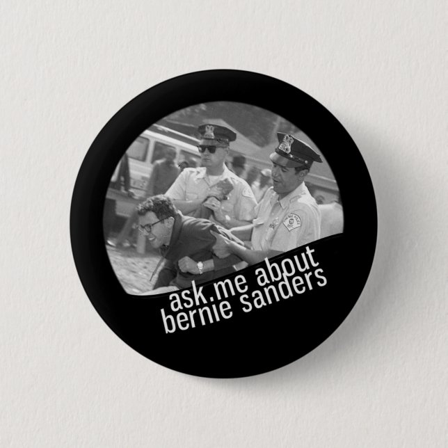 Ask Me About Bernie Sanders (V2) Pinback Button (Front)