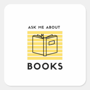 Ask me about books reading square sticker