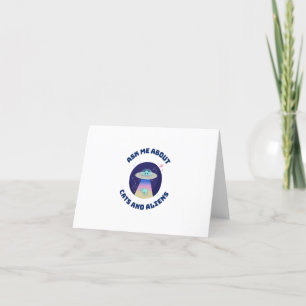 Ask me about cats and aliens letterpress thank you card