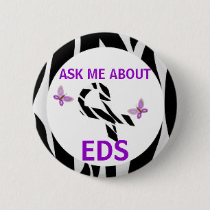 Ask Me About Ehlers-Danlos EDS Awareness Ribbon Button