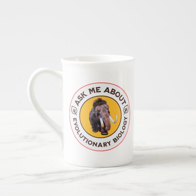 Ask Me About Evolutionary Biology Woolly Mammoth Bone China Mug (Left)