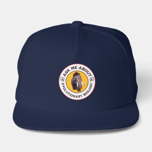 Ask Me About Evolutionary Biology Woolly Mammoth Snap Back Hat (Front)