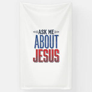 Ask Me About Jesus Vintage Christian Shirt Design Banner