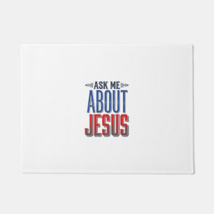 Ask Me About Jesus Vintage Christian Shirt Design Doormat