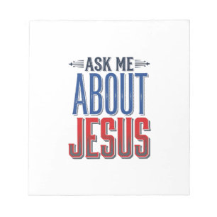 Ask Me About Jesus Vintage Christian Shirt Design  Notepad