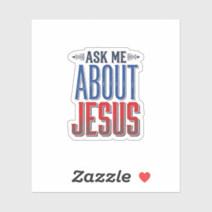 Ask Me About Jesus Vintage Christian Shirt Design Sticker